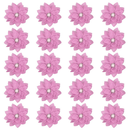 PATIKIL 2.4" Fabric Brooches Flowers, 20 Pcs Fabric Flowers for Brooch Pin Sewing Fabric Appliques Headband Embellishments with a Pearl for DIY Craft Wedding Decor, Purple