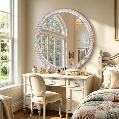 30 Inch Round Mirror, Rustic Farmhouse Circle Mirrors for Wall Decor