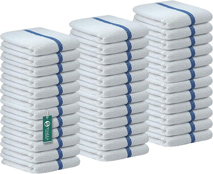 Bar Mop Blue Stripe 6 lbs 16x19 Pack of 36, 100% Cotton Double Stitched Route