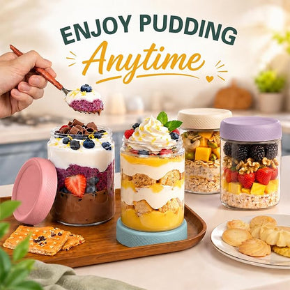 12 Pack Mason Jars, 16oz Overnight Oats Glass Jars, Wide Mouth Overnight Oats Containers with Lids, Small Parfait Cups with Lids for Yogurt, Storage, Chia, Snack, Salad, Spice, Seed