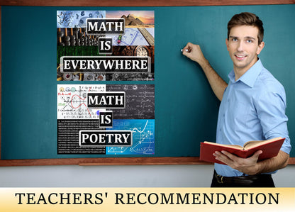 ‘Math Is Everywhere’ and ‘Math Is Poetry’ Posters - Laminated 14x19.5 - Educational Charts, Mathematics Classroom Posters and Decorations, Back to School Supplies, Learning Posters for Math and Science Classes, STEM and STEAM Posters