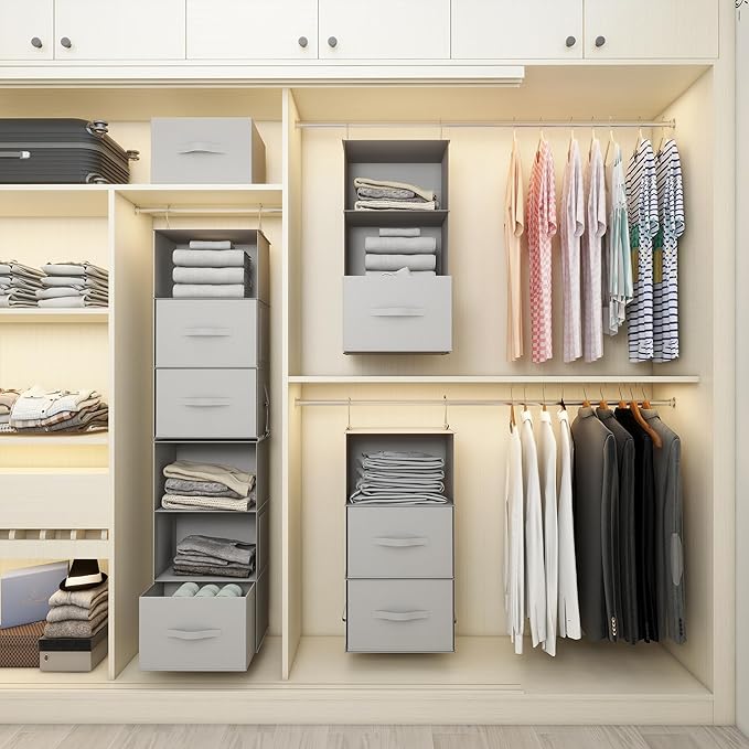 Twira 6-Shelf Hanging Closet Organizer, 2 Separable 3-Shelf Hanging Shelves