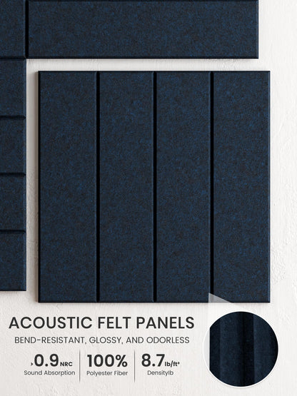 Bumusty Large Cork Board Alternative-36 x 24" Felt Bulletin Board Tiles, with 30 Pushpins, 40 Adhesive Tabs, Bold-Stripe 6-Pack, Cork Boards for Office Push Pin Board Felt Board-Carbon Blue
