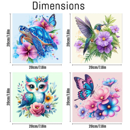 Canrichshop 4 Pack Framed Paint by Numbers Kit for Adults Beginner & Ages Over 12,Animals Paint by Number Kits, DIY Number Painting for Adults Flowers for Decor Present 8X 8 inch