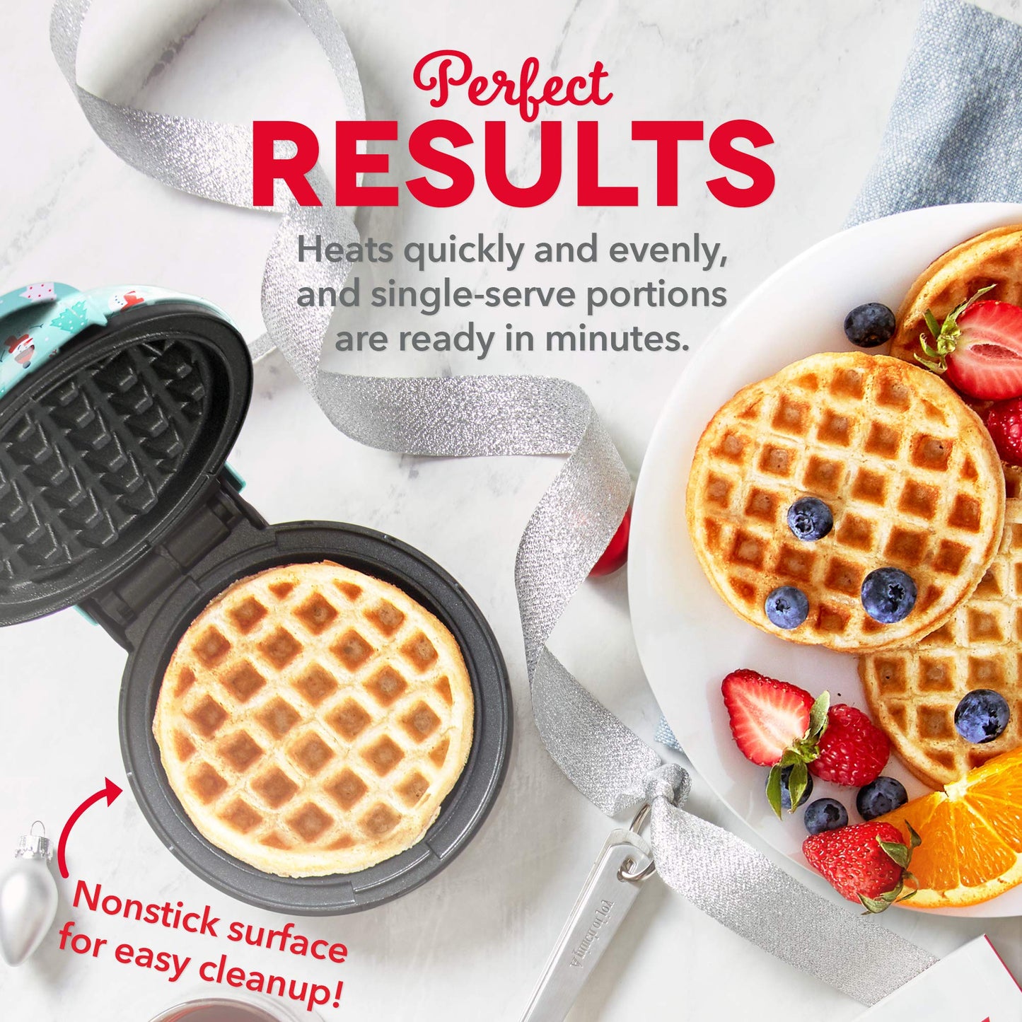 DASH Mini Waffle Maker Machine for Individuals, Paninis, Hash Browns, & Other On the Go Breakfast, Lunch, or Snacks, with Easy to Clean, Non-Stick Sides, Purple Galaxy 4 Inch