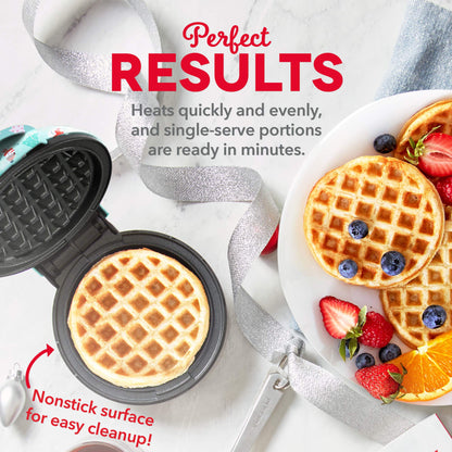 DASH Mini Waffle Maker Machine for Individuals, Paninis, Hash Browns, & Other On the Go Breakfast, Lunch, or Snacks, with Easy to Clean, Non-Stick Sides, Purple Galaxy 4 Inch