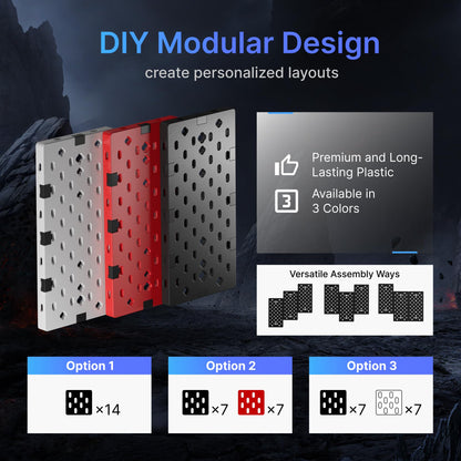 PEGZONE Controller and Headphone Holder Wall Mount, Modular Gaming Pegboard with Accessories, Controller Stand for Xbox PS5 PS4 Switch, Video Game Storage, Disc Shelf Organizer, 14pcs Pegboard, Black
