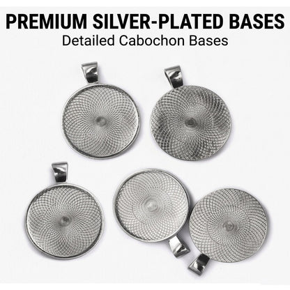 OBSEDE 80 Pcs 25 mm Stainless Steel Round Blank Bezel Set, Including 40 Pendant Trays 40 Glass Cabochon Trays Pendant Blanks for Jewelry Making DIY Findings