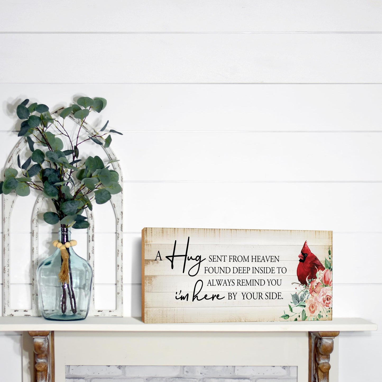 LifeSong Milestones Wooden Memorial Shelf Décor & Tabletop Signs | Loving Memory Gifts | Handcrafted Keepsakes (A Hug Sent From Heaven)