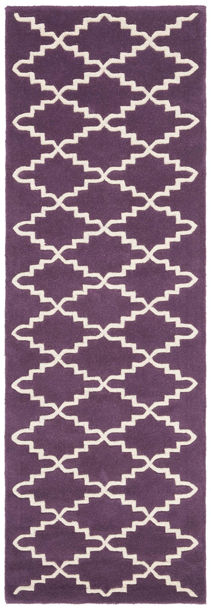 SAFAVIEH Chatham Collection 2'3" x 5' Purple / Ivory CHT721F Handmade Trellis Premium Wool Accent Rug