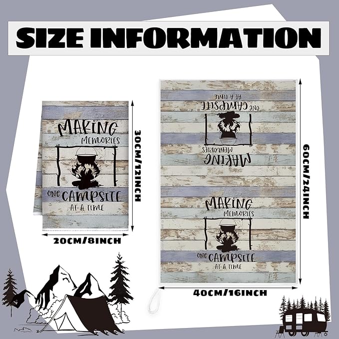 Boyiee Set of 6 Camping Kitchen Towels Happy Camper Tea Towels Absorbent