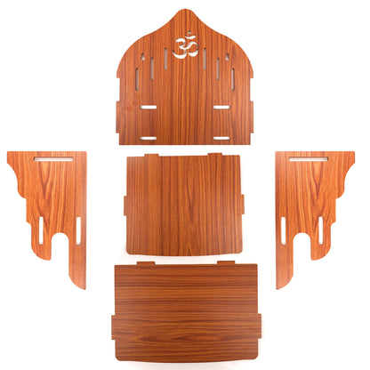 Tarini Gallery Wooden Wall Mounted Hanging Table top Temple Pooja Mandir God Stand Shelf for Storage and Idols Decoration for Home Office and Gifting (Brown- Design2)