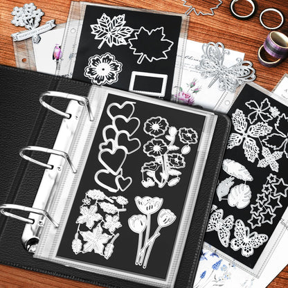 tutata 80 PCS Magnetic Sheets for Dies Storage, Stamp and Die Cut Storage Set, for Die Cutting, DIY Scrapbooking, Card Making, Die Storage Binder