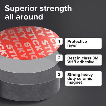 Strong Ceramic Round Magnets with Adhesive Backing (0.7x0.2/18x5mm, 30 pcs) - Heavy Duty Sticky Magnets, Non-Corrosive, Versatile for Home, Office, Workshop, Whiteboard, Fridge and Hobby Use