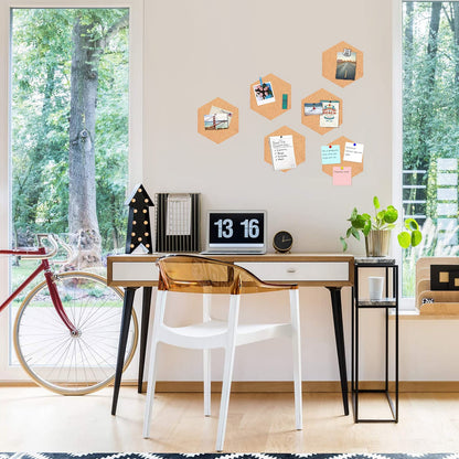SVOPY 10 Pack Cork Bulletin Board Hexagon - Decorative Display Boards, 1/2" Thick Self-Adhesive Cork Board Tiles for Home Office Decor, School Message Board (10 Pcs)