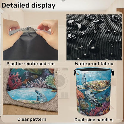 Sea Turtle Foldable Canvas Laundry Basket