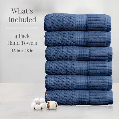 NY Loft 100% Cotton Hand Towels| 6 Pack Hand Towel Set | Absorbent & Quick-Dry