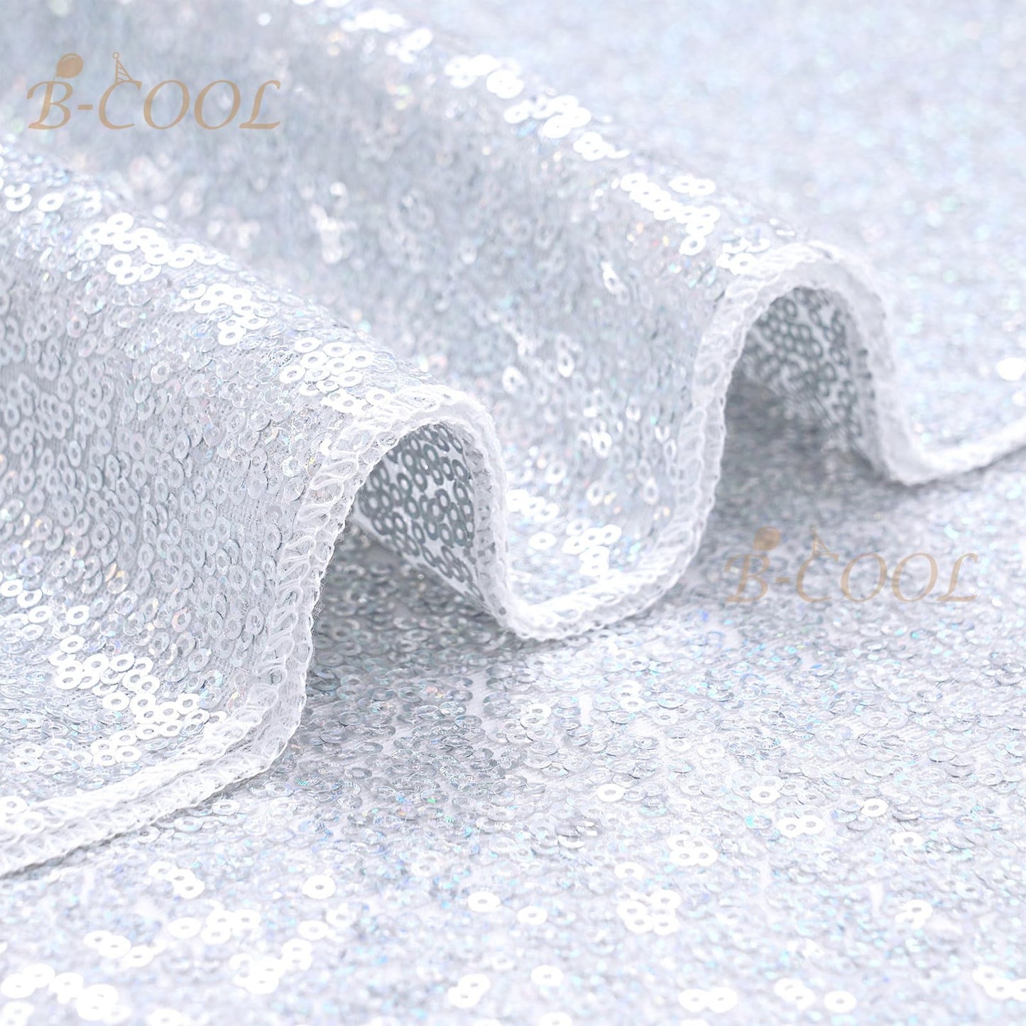 B-COOL Silver Sequin Tablecloth Fabric Parties: Laser Glitter Birthday Table Cloth Sparkly Iridescent Shimmer Rectangle 90x156 Inches Cloths Decorations for Party Supplies Event Wedding Decor
