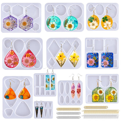 LET'S RESIN Resin Earring Mold, 171 Pcs Resin Jewelry Molds Making Kit with 11 Pack Variety Shape Silicone Molds, Earring Molds for Epoxy Pendant, Earrings, Necklace, Keychains
