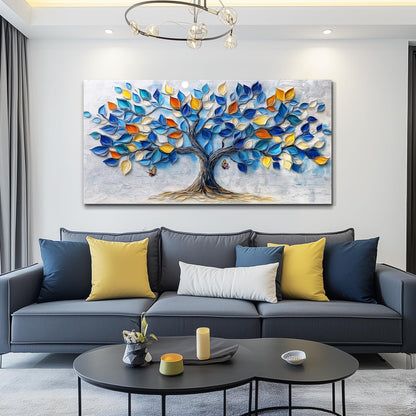 VXMXFTE Wall Art For Living Room Bedroom Wall Decor For Office Dining Room Abstract Blue Tree Painting Restaurant Hallway Wall Home Decor Prints Canvas Artwork Picture Ready To Hang 20x40 Inches