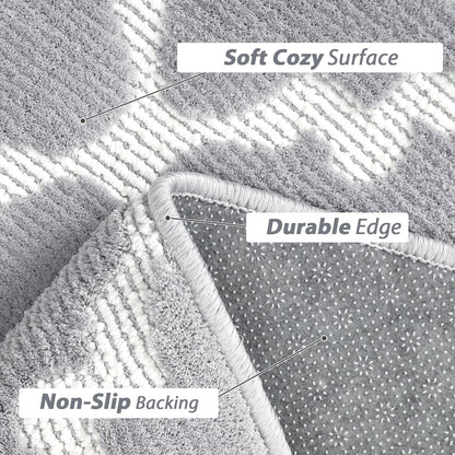 dainslef Living Room Rug 4x6 Shaggy Textured Rugs Indoor Soft Modern Trellis Throw Rugs Non-Shedding Non Slip Accent Rug Diamond Lattice Floor Carpet for Bedroom Nursery Kids Room Home Office Grey