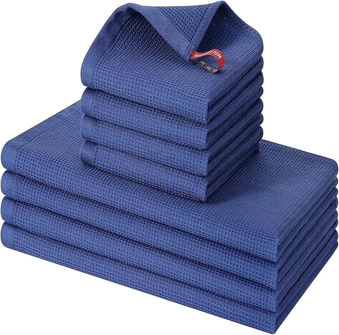 Homaxy 100% Cotton Kitchen Towels and Dishcloths Set