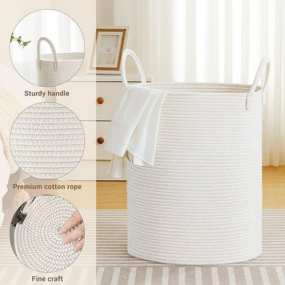 Tall Laundry Basket with Handles, 88L Portable Dirty Clothes Hamper, Boho