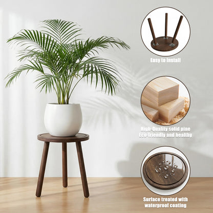 SEQUEDA 3-Pack Plant Stand Indoor, Single Wood Plant Stand for 6-12 Inch Pots, Modern Plant Stool for Large Plants, Wooden Plant Table Tall Plant Holder for Living Room Balcony Office (Dark Brown)