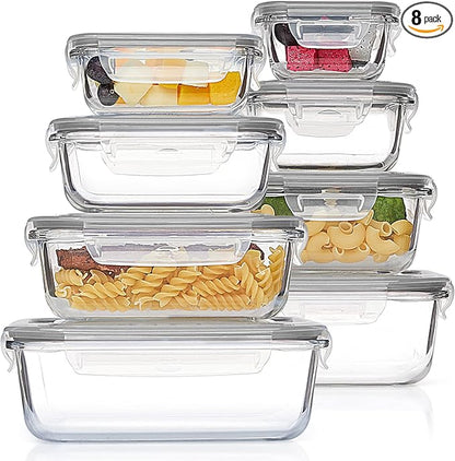 Vtopmart 8 Pack Glass Food Storage Containers