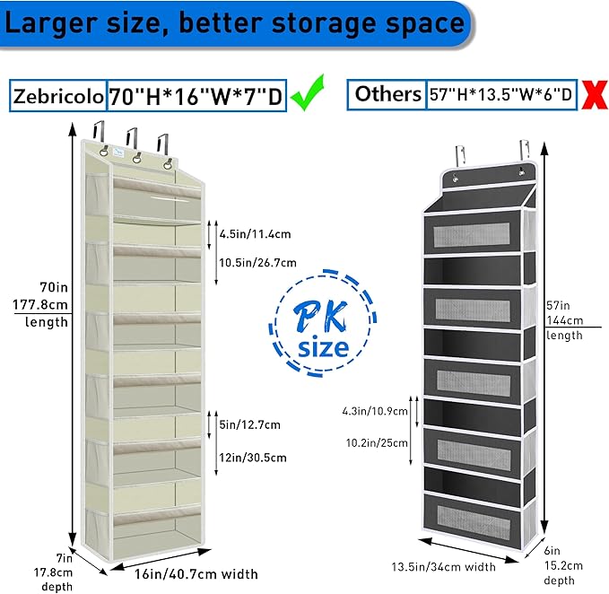 over the door organizer, Solid Bamboo Board 6-Tier Heavy Duty 75LB, 12 Side
