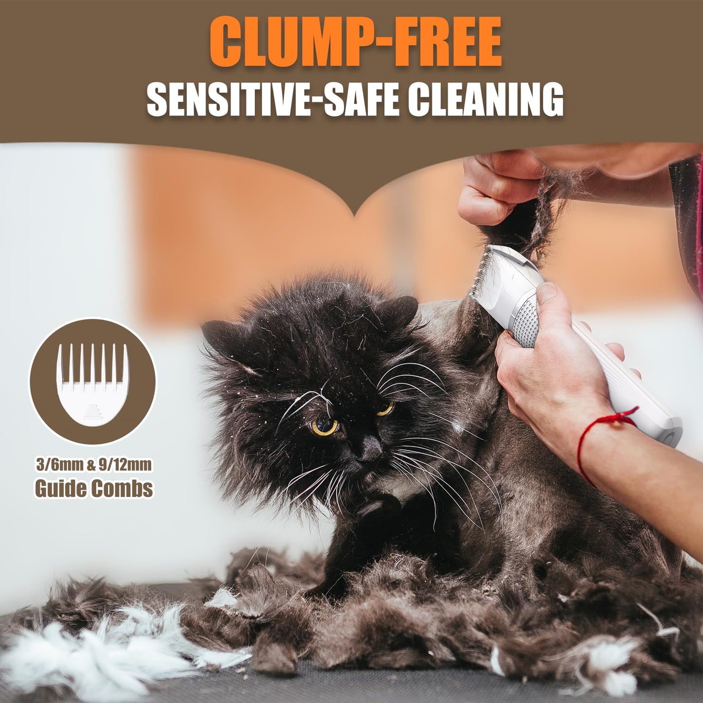 Bautrium Cat Grooming Clippers Kit with Paw Trimmer, 3 in 1 Electric Pet Hair Trimmer Supplies for Thick Matted Hair, Heavy Coat Butt Shaver Cat Razor Fur Trimmer for Dogs at Home