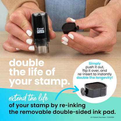 ExcelMark Smiley FACE - Self-Inking Round Teacher Stamp - Purple Ink