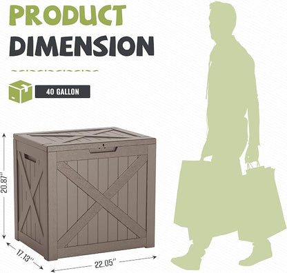 40 Gallon Outdoor Package Delivery Box with Lockable, Waterproof & Weatherproof Secure Parcel Drop Box for Porch, Resin Outside Storage Boxes(Grey)