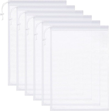Frienda 6 Pieces Mesh Stuff Sack, 11 x 15 Inch Durable Nylon Drawstring Laundry