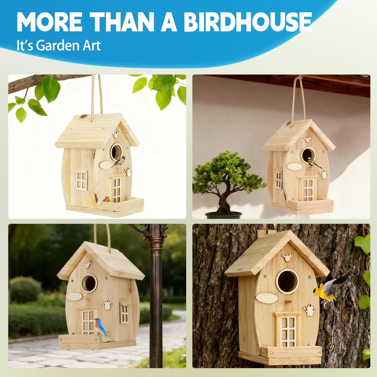 DIY Birdhouse Kit for Adults - Wooden Craft House to Build and Paint, Complete Set with Brushes, Non-Toxic Paint, Sandpaper & Glue, Creative Garden Yard Patio Decor Gift Idea