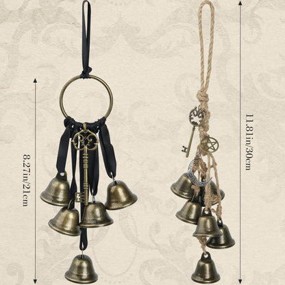 2 Pieces Witch Bells for Door Knob, Witch Wind Chimes Hanger Protection, Witchcraft Supplies Witchy Things, Magic Witching Bell Wreath Decor for Home Door Room