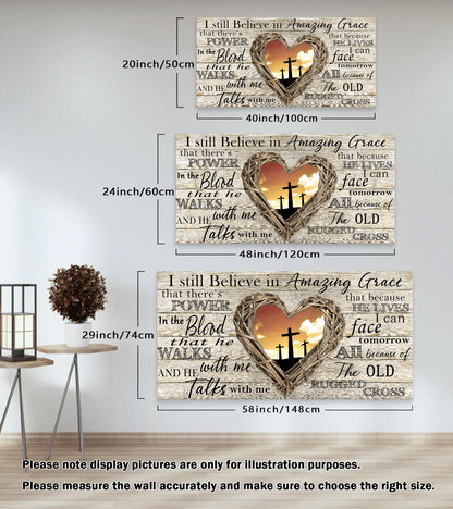 Cao Gen Decor Art A63550 Amazing Grace Wall Art Decor Canvas Print Picture Christian 1 Panel Religious Cross Painting Artwork for Living Room Bedroom Office Home Wall Decor Framed Ready to Hang