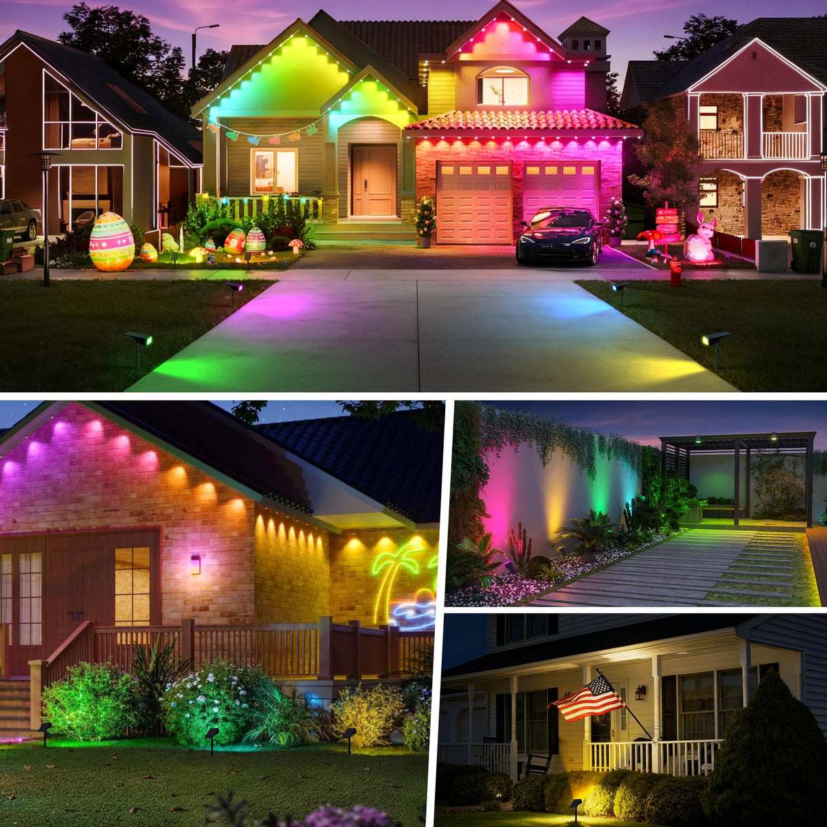 WENATY Solar Spot Lights Outdoor Color Changing, [7 Mode/6 Pack] Christmas Landscape Spotlights, Solar Lights Outdoor Waterproof,Led Powered Flood Light for Halloween Pathway Yard Garden Tree Walkway
