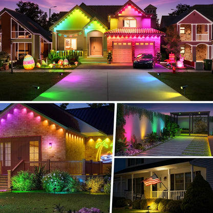 WENATY Solar Spot Lights Outdoor Color Changing, [7 Mode/6 Pack] Christmas Landscape Spotlights, Solar Lights Outdoor Waterproof,Led Powered Flood Light for Halloween Pathway Yard Garden Tree Walkway