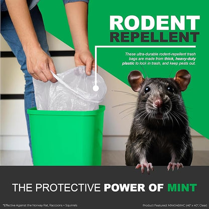 Mint -X Rodent Repellent Indoor Tall Kitchen Drawstring Trash Bags