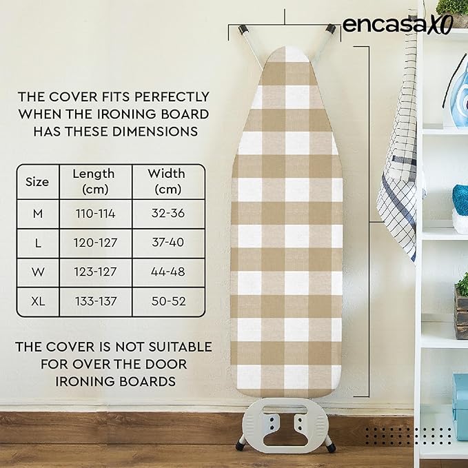 Encasa XO Ironing Board Cover and Pad 49"x18" - 4mm Felt Wide Iron Board Cover