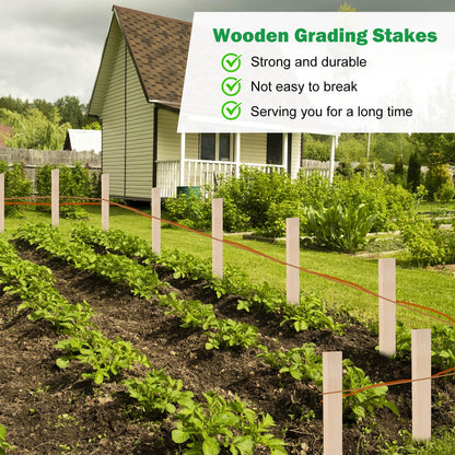 30 Pack Wooden Garden Stakes 12 Inch Solid Wood Marking Stakes for Landscaping Plant Support Yard Layout Survey Fence and Boundary Identification