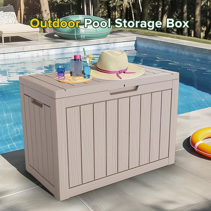 PatioZen 50 Gallon Package Delivery Boxes for Outside, Lokable Secure Resin Package Delivery Box with Lid, Weatherproof and Anti-Theft Storage for Outdoor Front Door, Porch, Curbside, House (Grey)