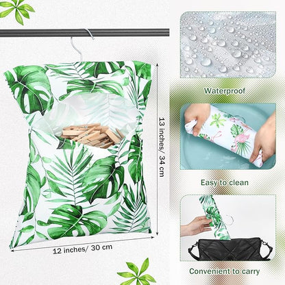 2 Pcs Clothespin Bag with Hanging Hook Waterproof Laundry 13" x 12" Clothes Pin