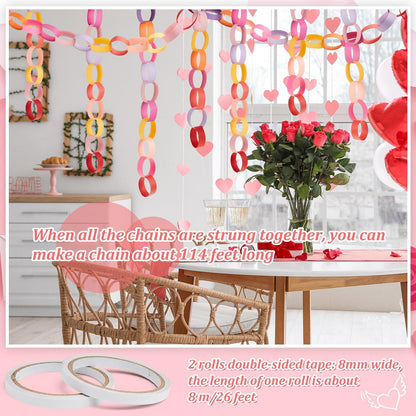 Lincia 1000 Sheet Paper Chain Garland Strips 1x8 Inch with Double Sided Tape, DIY Construction Paper Chains for Birthday Wedding Holiday Party Decorations, Crafts Supplies (Valentine)