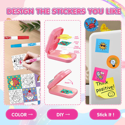Hewaurorion Puffy Sticker Maker for Kids — Make Your Own 3D Stickers, 90-Piece DIY Craft Kit with Unicorn Machine, Arts and Crafts for Girls Boys Ages 6-10, Screen-Free Birthday Gift