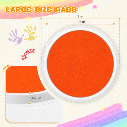 Nliyeisu 7 Inch Ink Pad Pads for Kids Washable, Large Stamp Pad with 8 Vibrant Colors, Non-Toxic Finger Paint & Stamp Pads Set for Arts and Crafts, Perfect for Children's DIY Projects, Home School Use