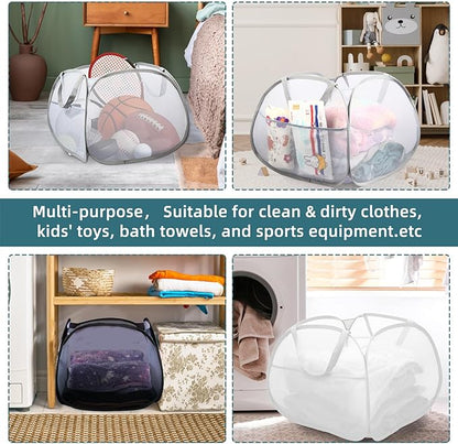 2 Pack Collapsible Laundry Baskets, 90L Large Foldable Laundry Basket, Durable
