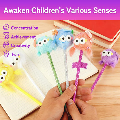 Ulema 65Pcs Cute DIY Pen Making Kit Fun Craft for Tweens, Girls & Kids, Create 12 Plush and Floating Pens, Mess-Free Creative Activity Great Gift for Artistic Kids.