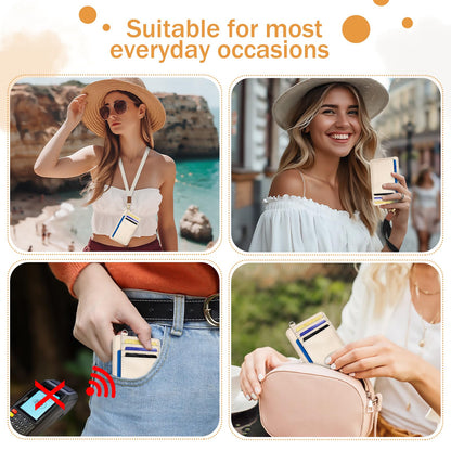 Yonlevres Credit Card Holder for Women, Slim RFID Wallet Front Pocket Small Card Holder, Travel Card Case ID Window PU Leather Cute Funny Thin RFID Blocking Card Organizer Gifts Girls Ladies